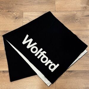 Wolford Women’s Monochrome Logo Scarf Virgin Wool Knit Long Scarf